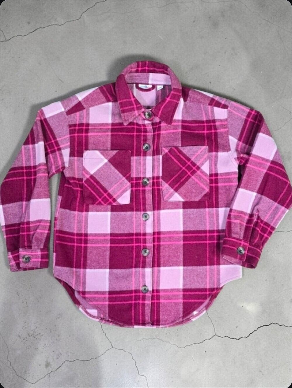 Sugar & Jade Girls Size L 12\14 Wool Blend Sugar Plum Plaid Button Down Jacket